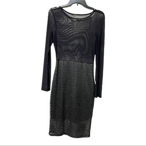 Little Black Dress. Chain Mail Bottom and Sheer Top.